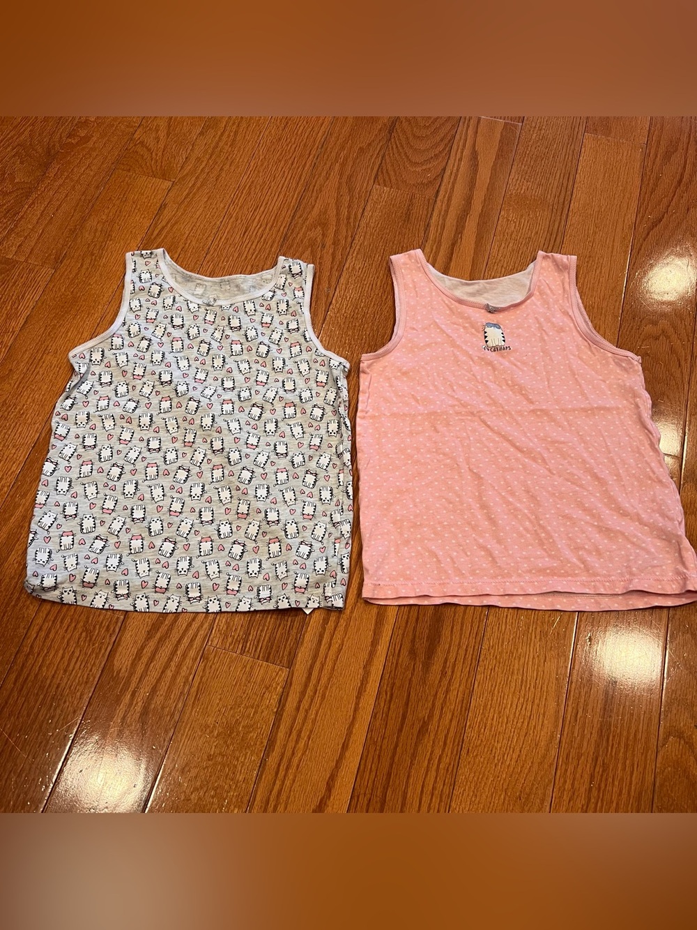 Set of 2 Primark Kids Girls Pink Polka Dot Tank Top Sleepwear Cat Size 8/9